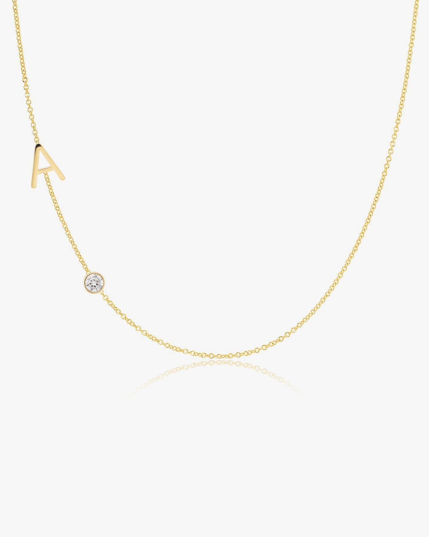 Letter Necklace with Diamond Yellow Gold